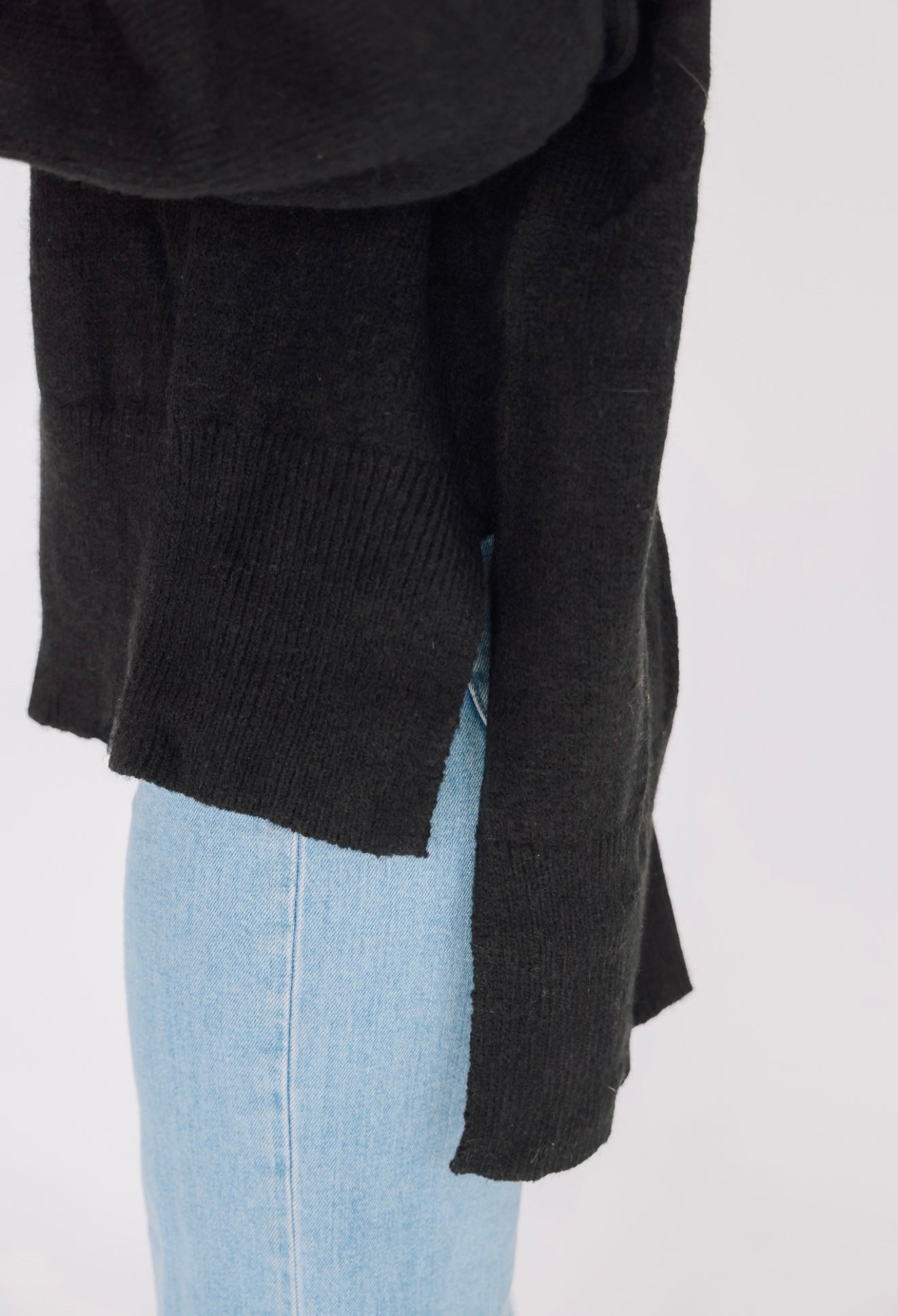 Black Mock Neck Sweater Top