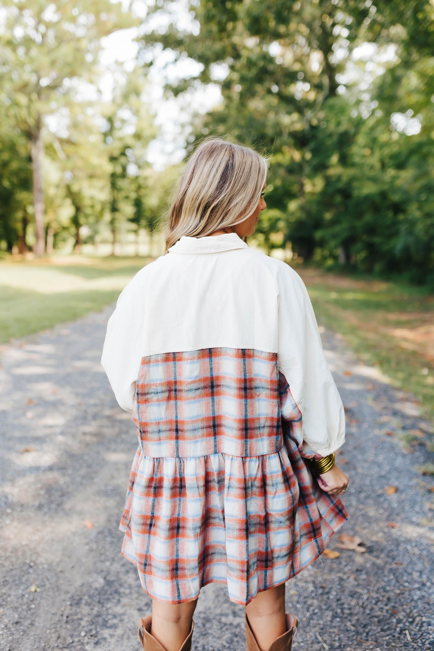 Autumn Days Plaid Dress - Rust