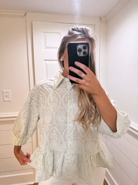 Sweet Sage Button Top