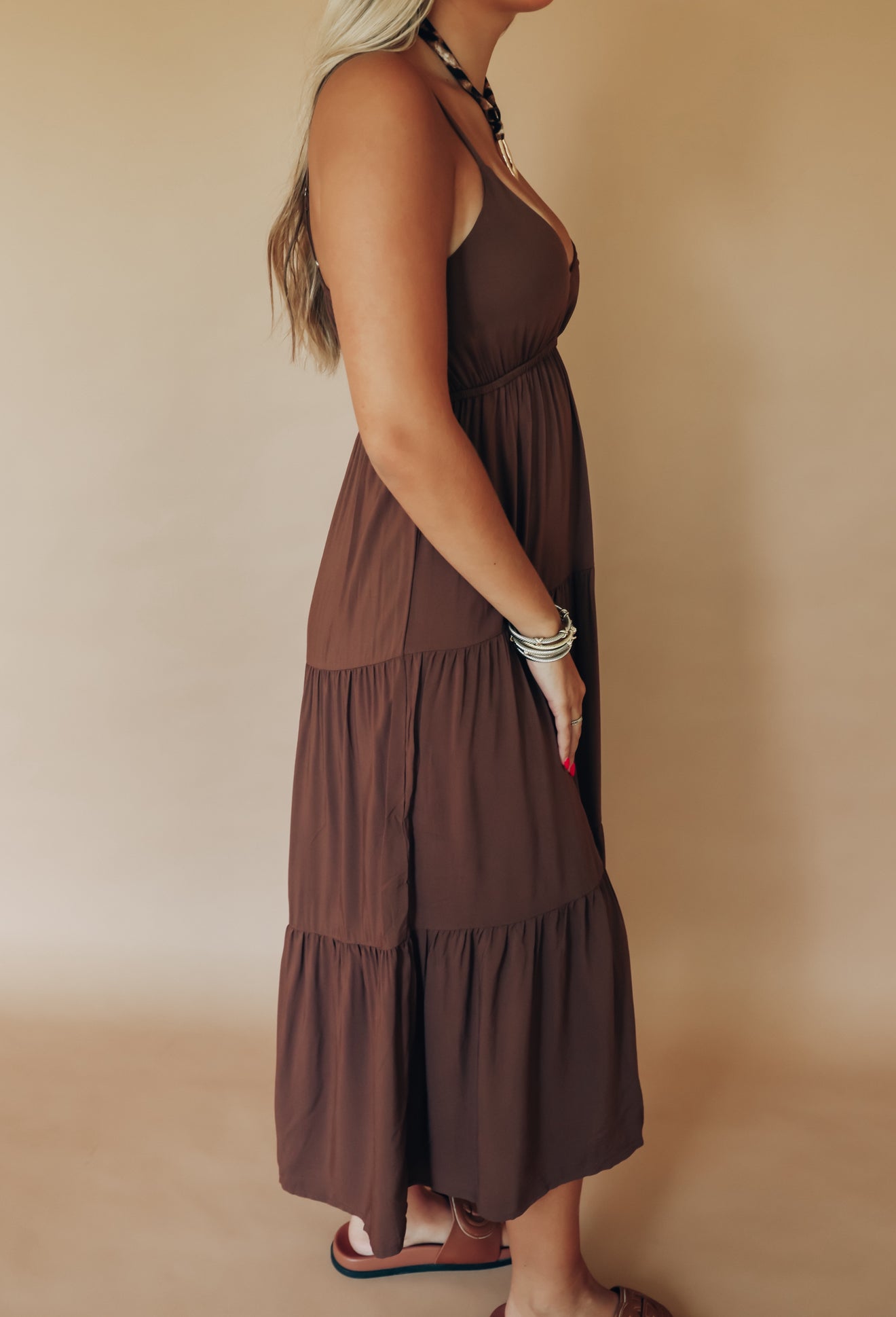 Beach Days Brown Midi Dress