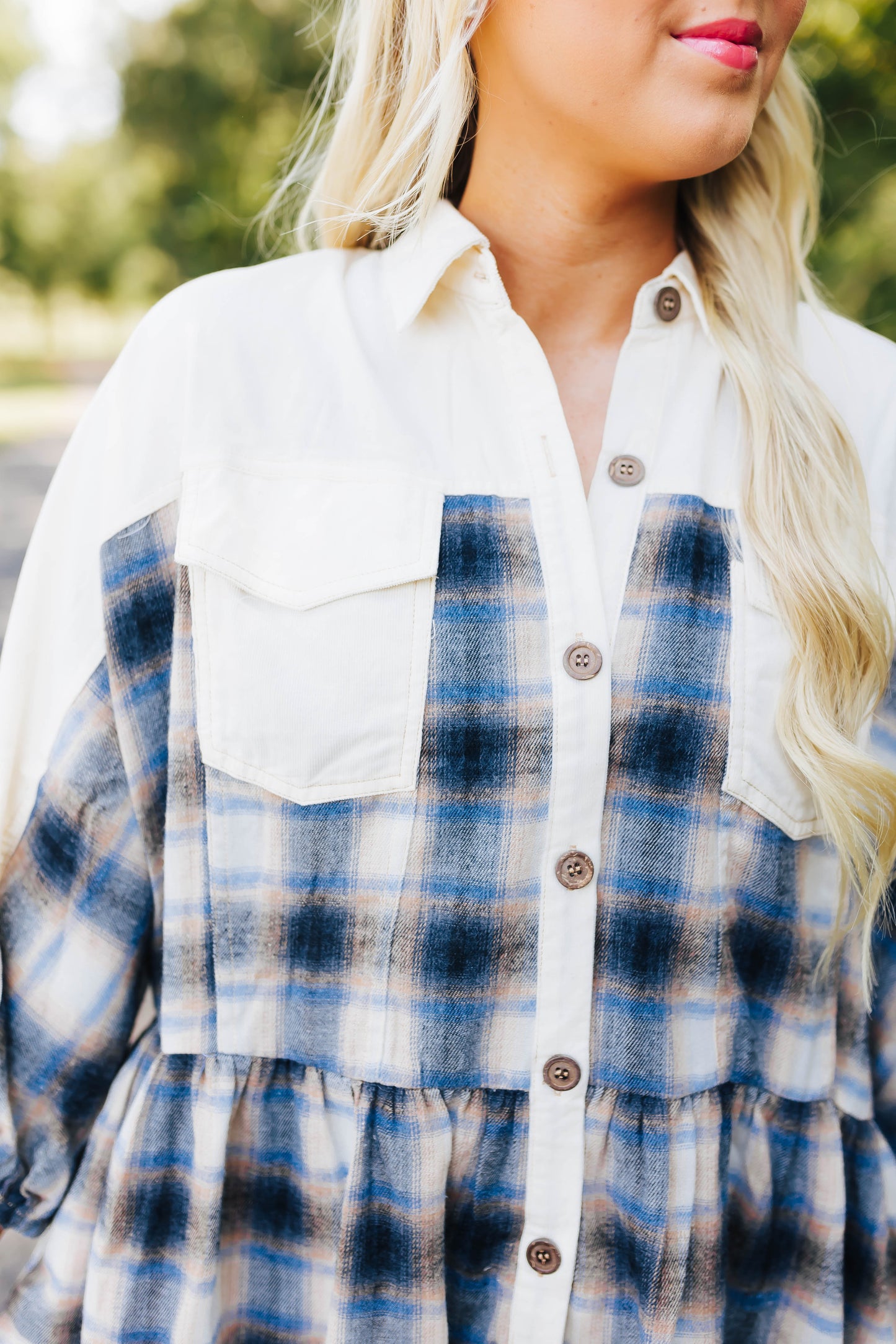 Autumn Days Plaid Dress- Blue