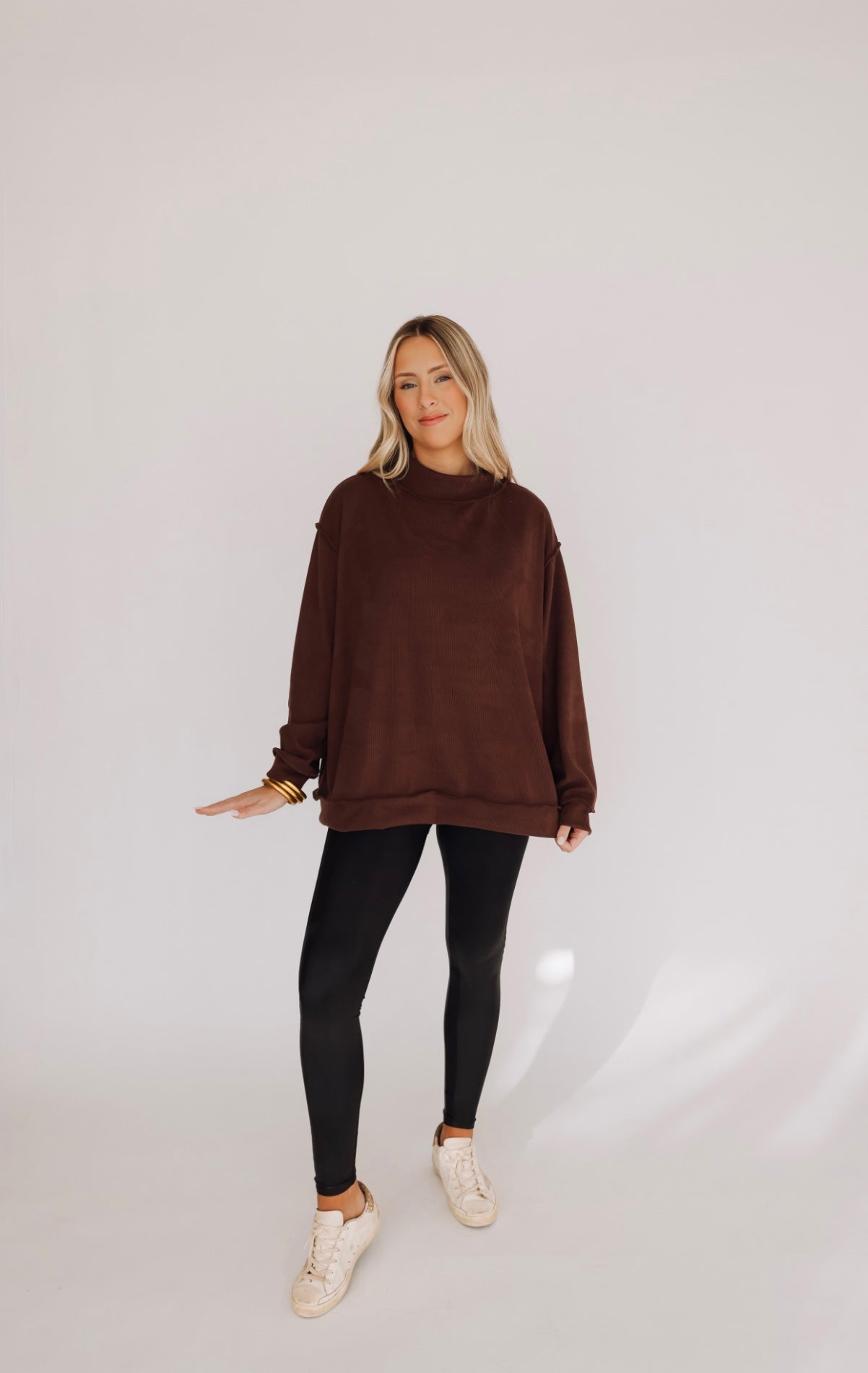 Teddy Brown Mock Neck Sweater