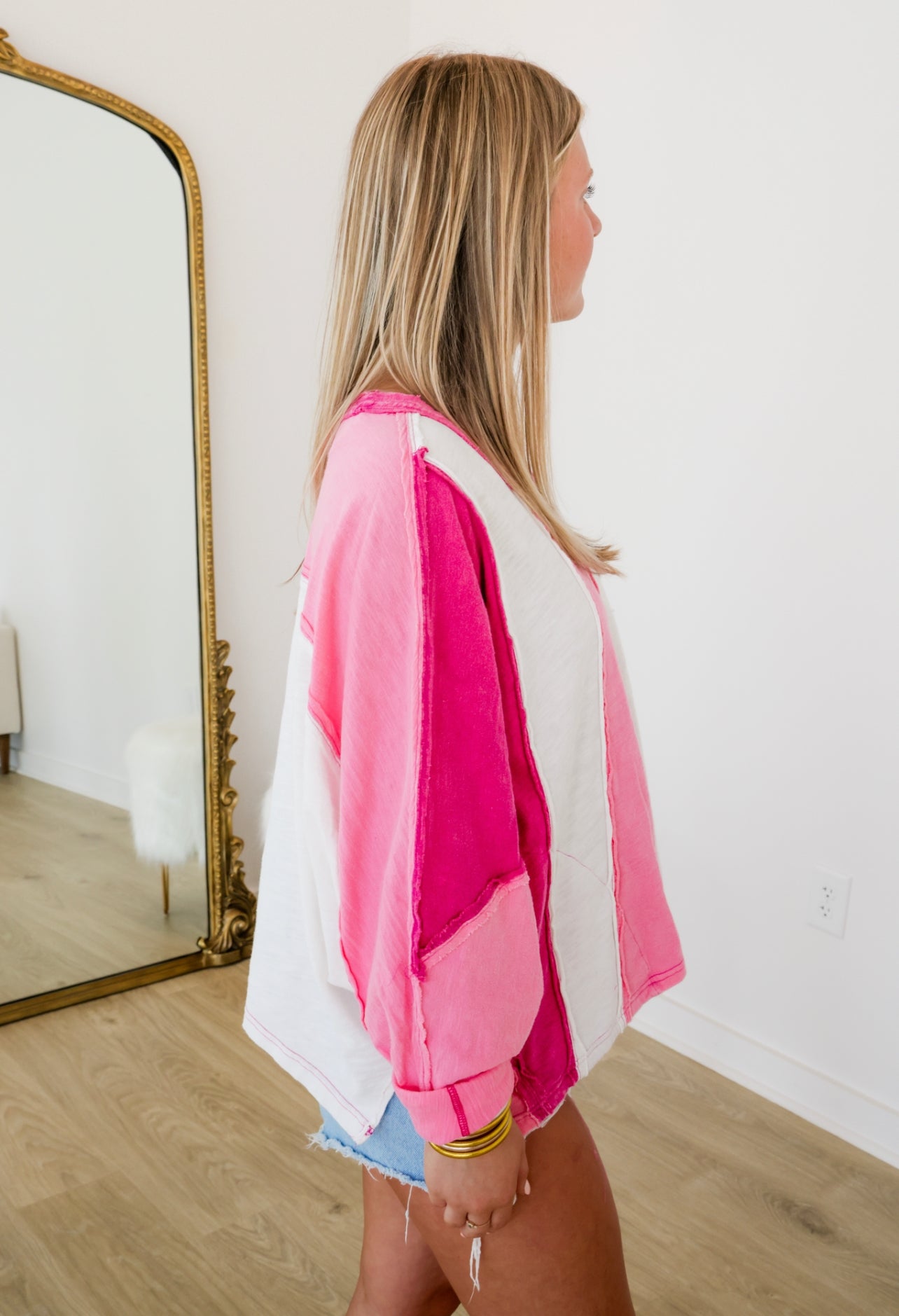 Ivey Pink Color Block Top