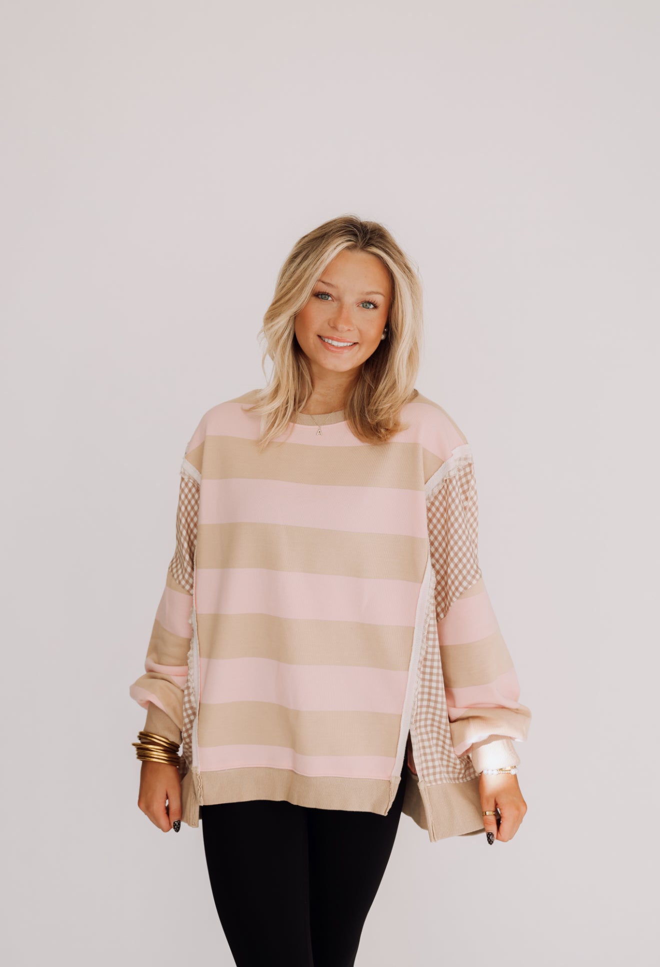 Pink Mocha Gingham Pullover