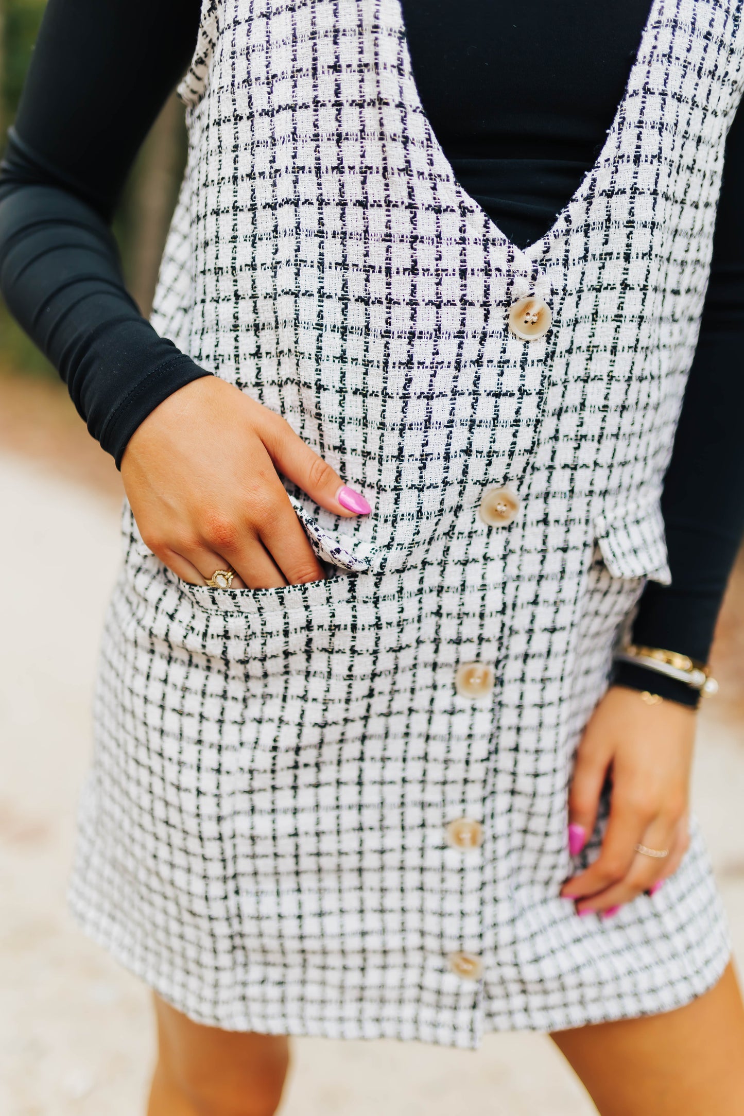 Tweed Button Up Mini Dress