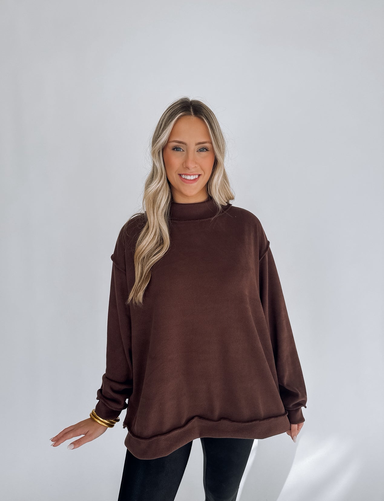 Teddy Brown Mock Neck Sweater