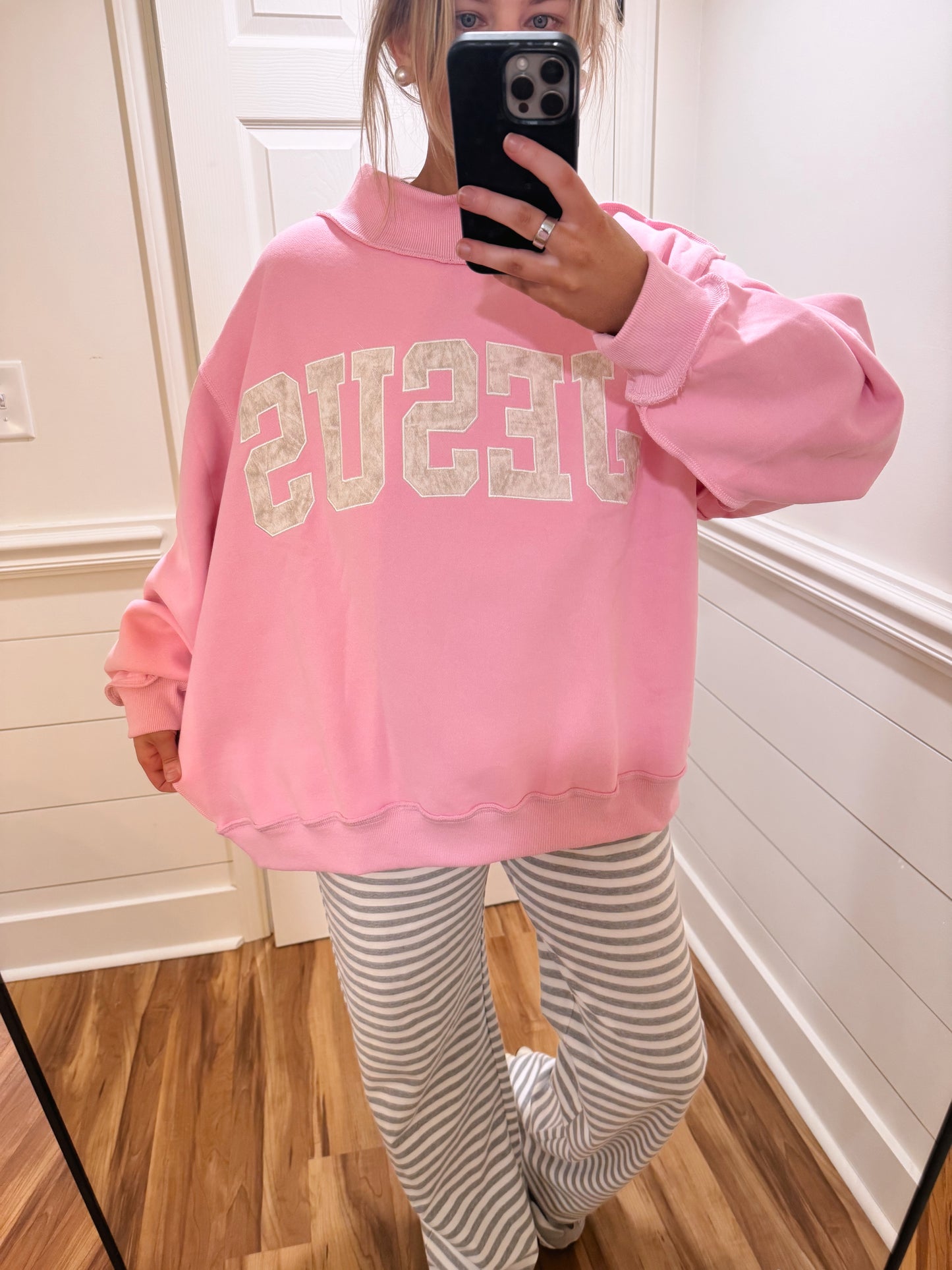 ‘JESUS’ Embroidered Camo Mock Neck