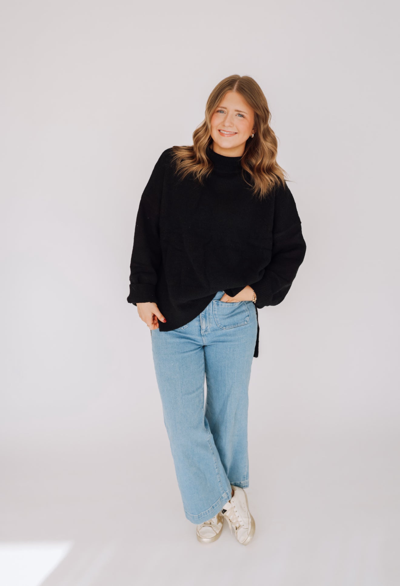 Black Mock Neck Sweater Top