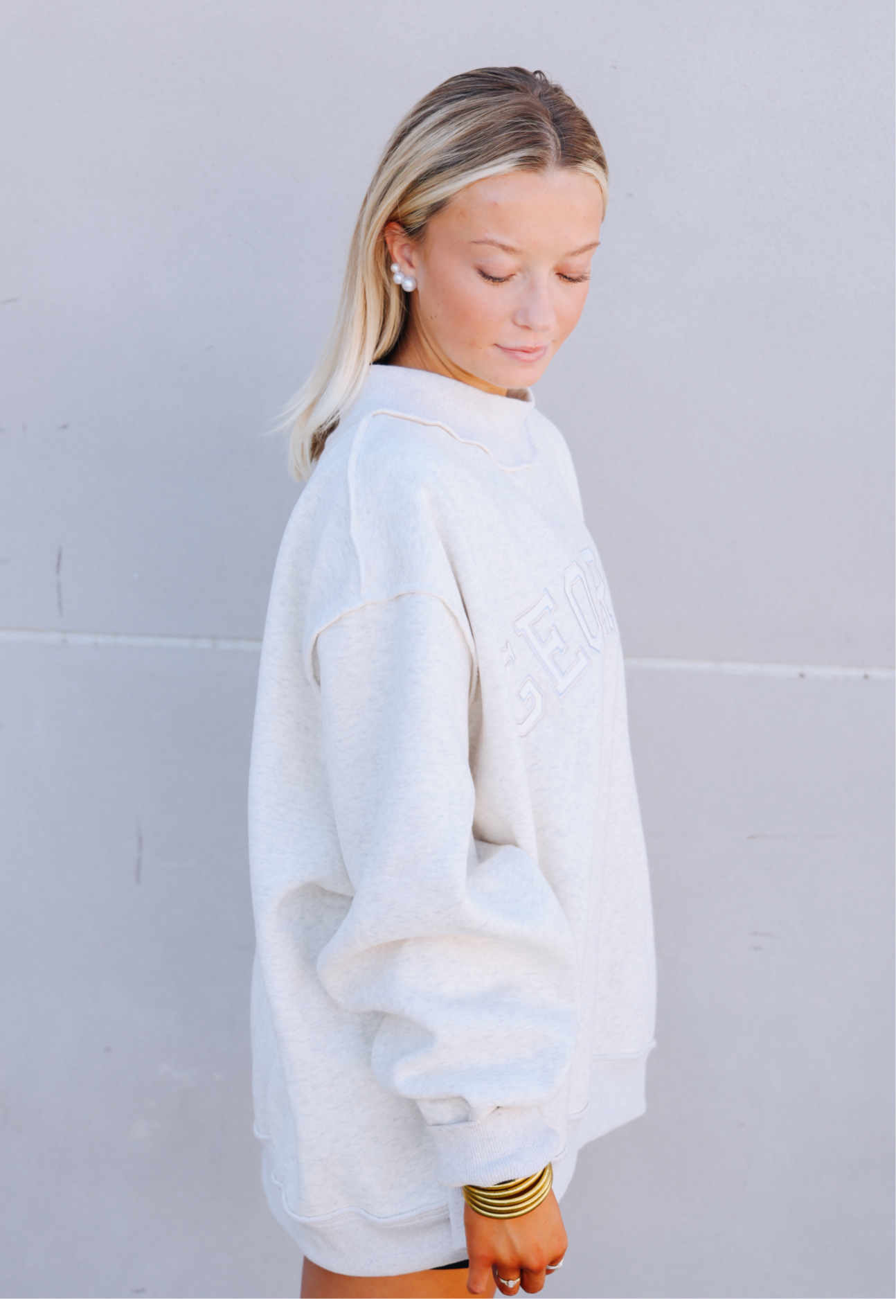 ‘Georgia’ Grey Embroidery Mock-neck