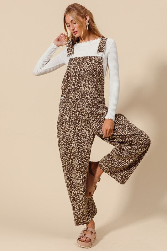 Leopard Twill Barrel Overalls