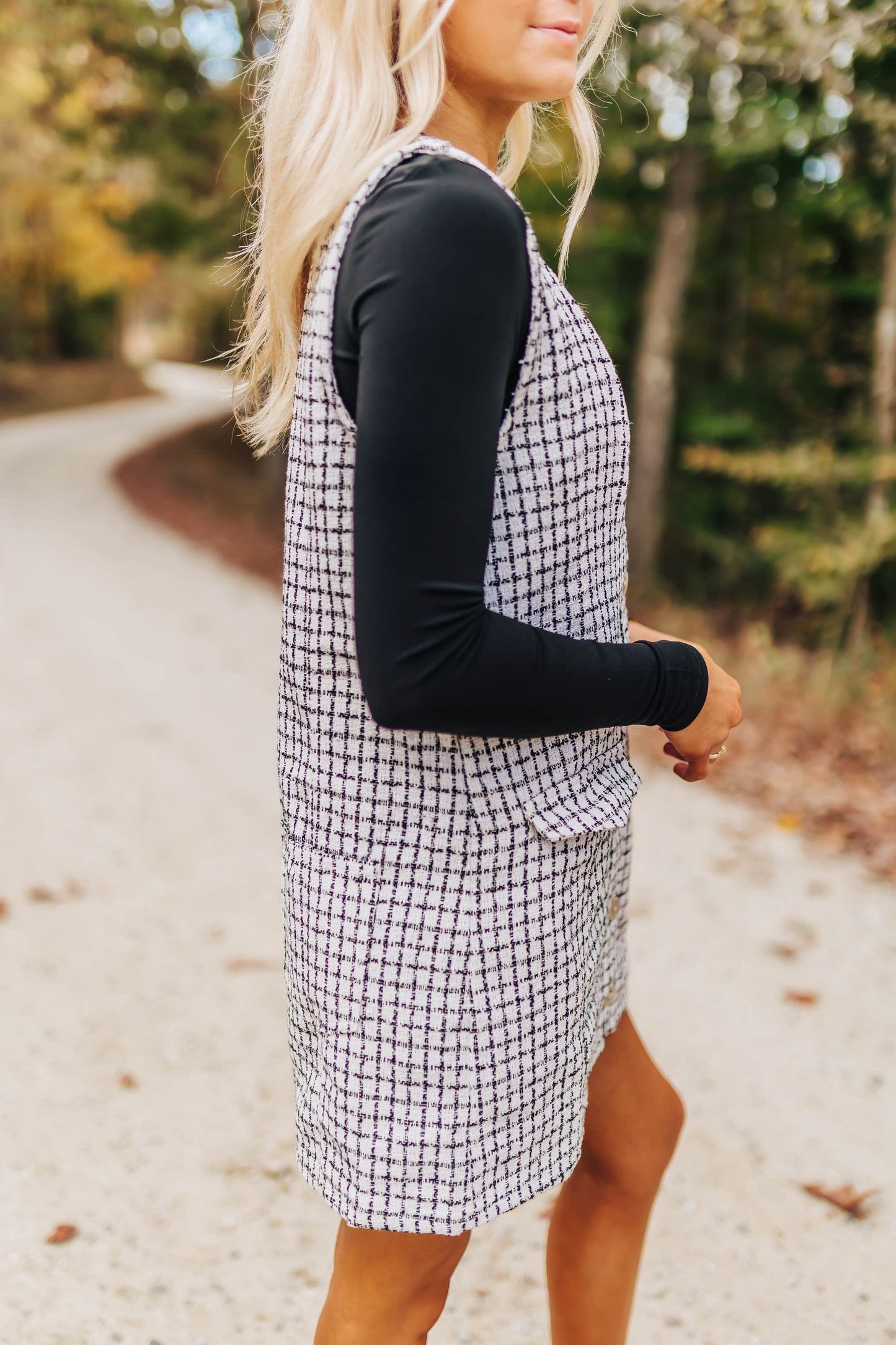 Tweed Button Up Mini Dress