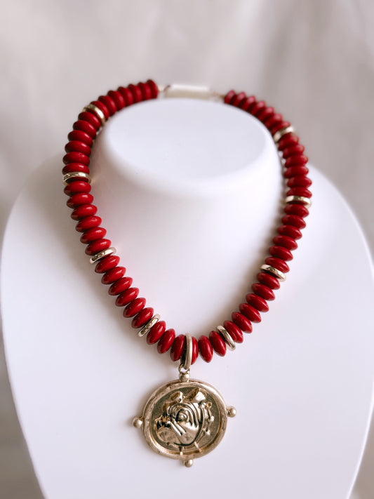 Glory Days Red Necklace W/ Pendant