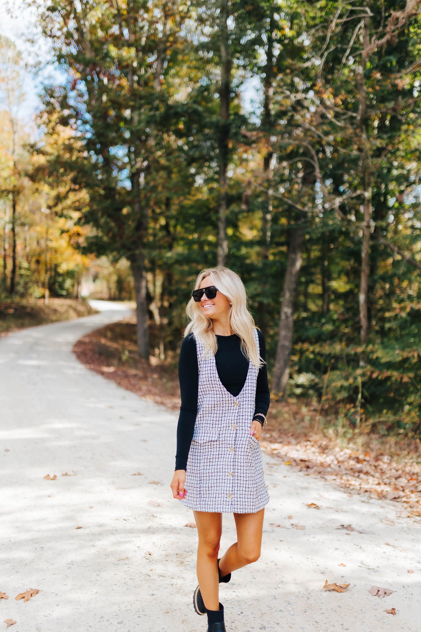 Tweed Button Up Mini Dress