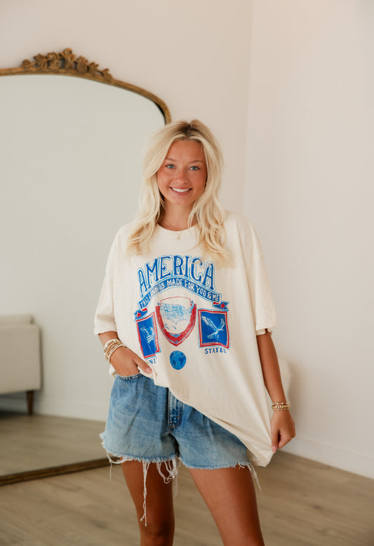 Fourth of July America Thrifted Tee