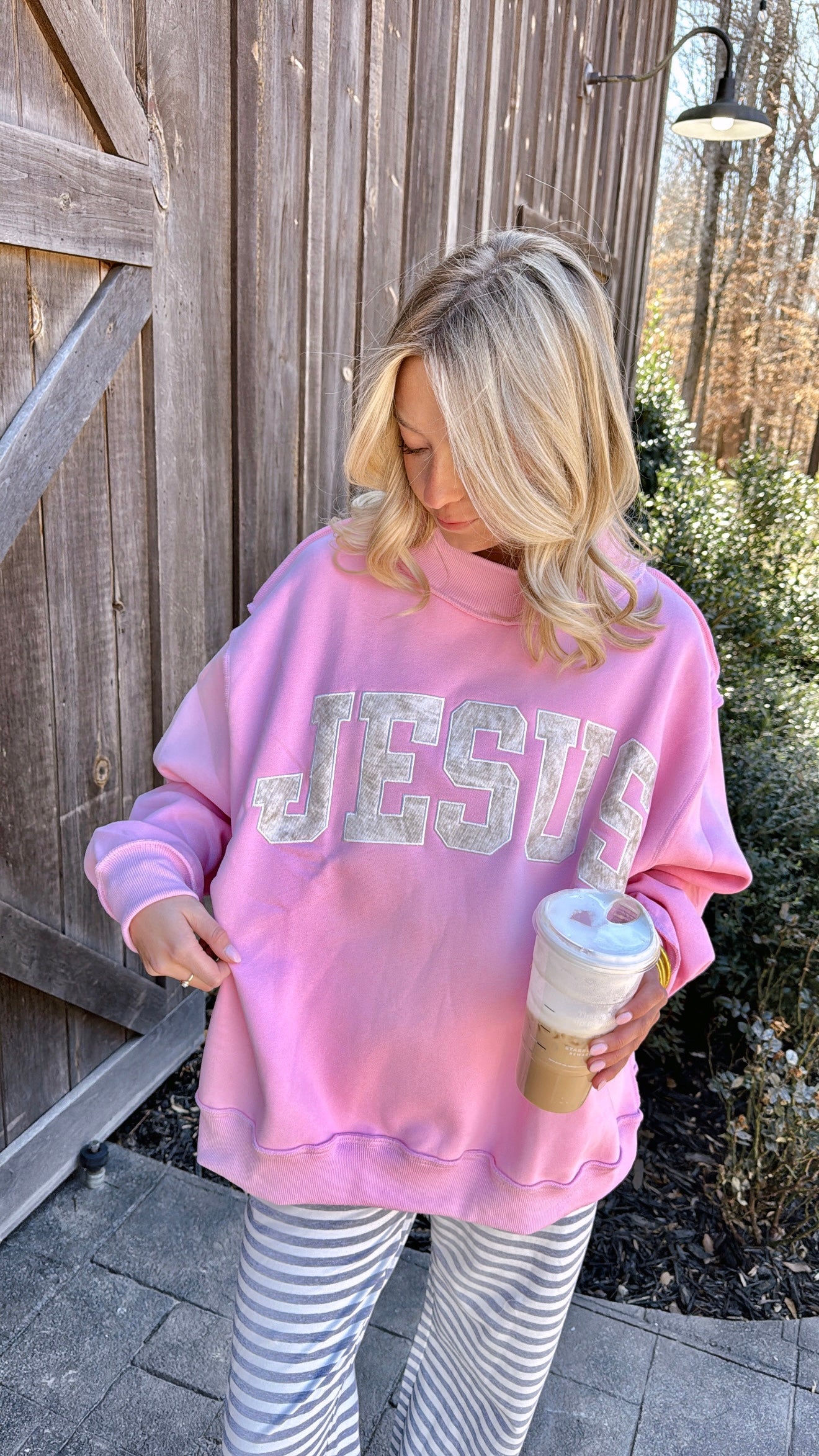 ‘JESUS’ Embroidered Camo Mock Neck