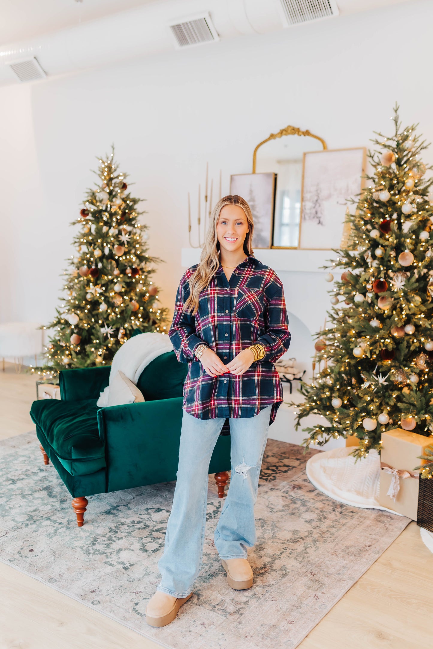 Midnight Blue Flannel Top