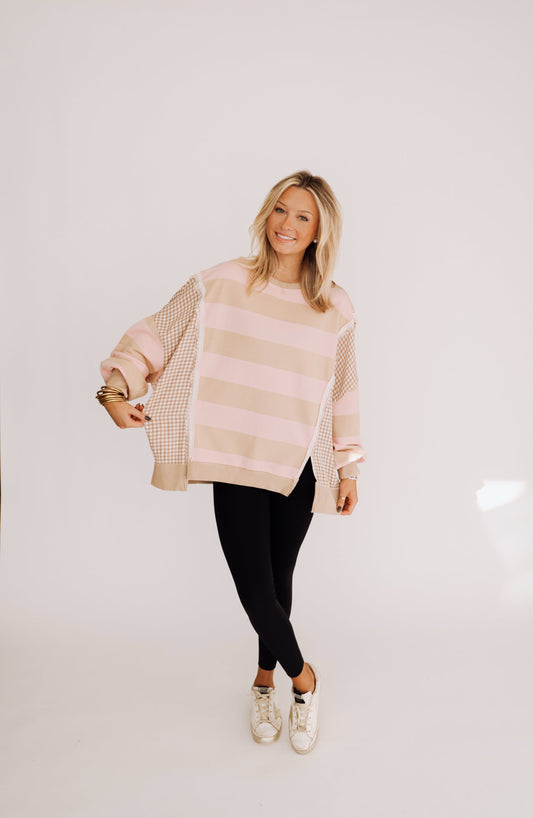 Pink Mocha Gingham Pullover