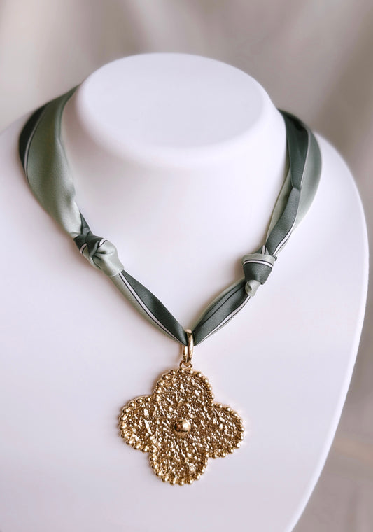 Green Knot Charm Necklace