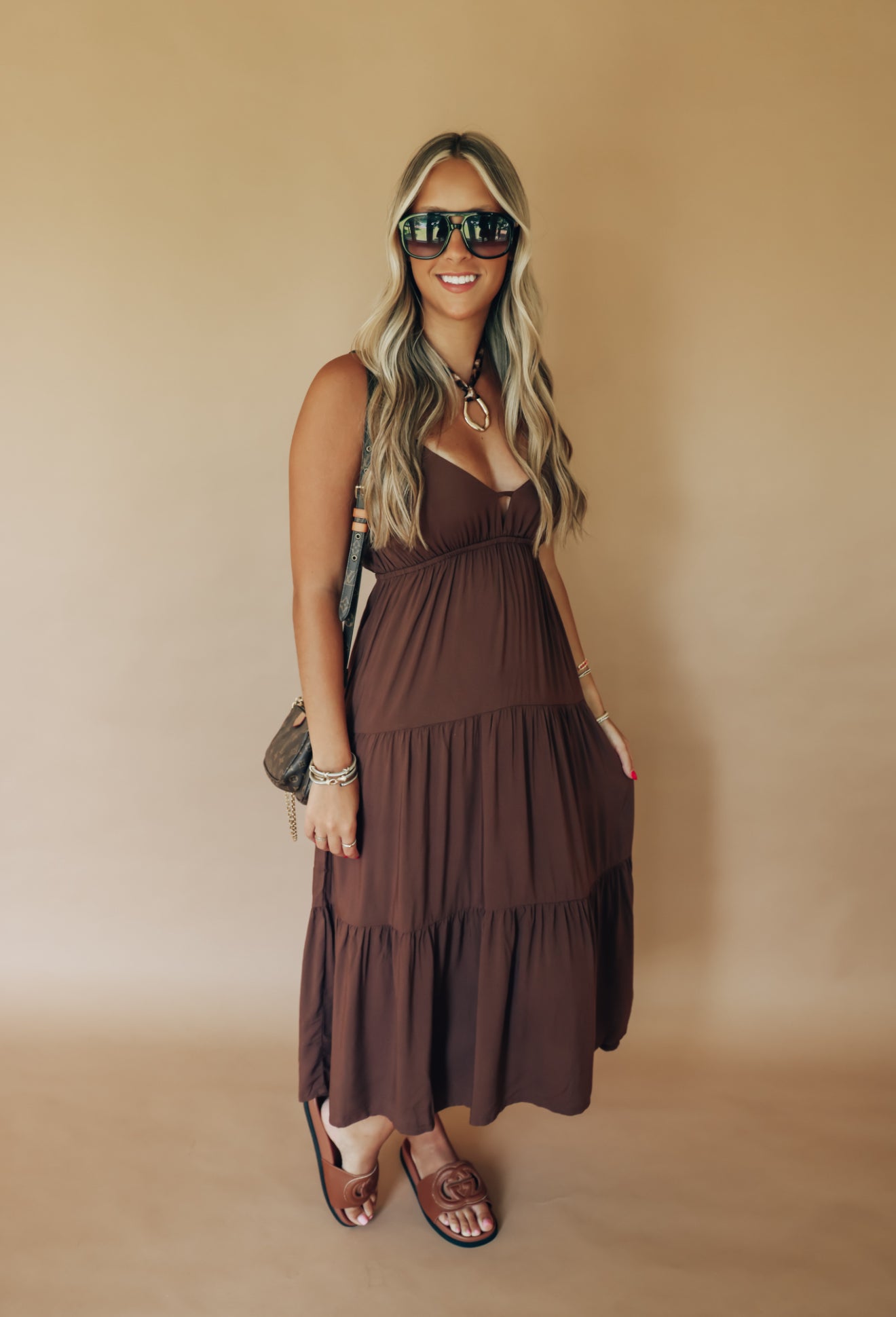 Beach Days Brown Midi Dress