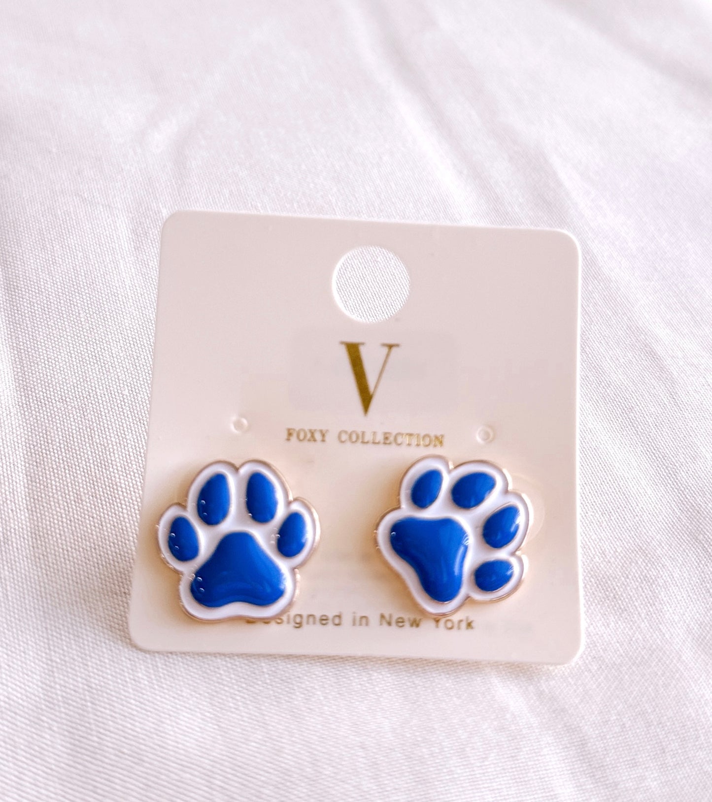 Mini Blue Pawprint Earrings