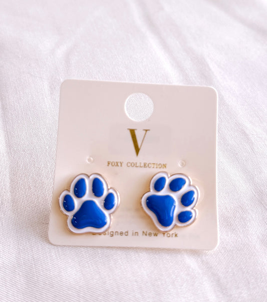 Mini Blue Pawprint Earrings