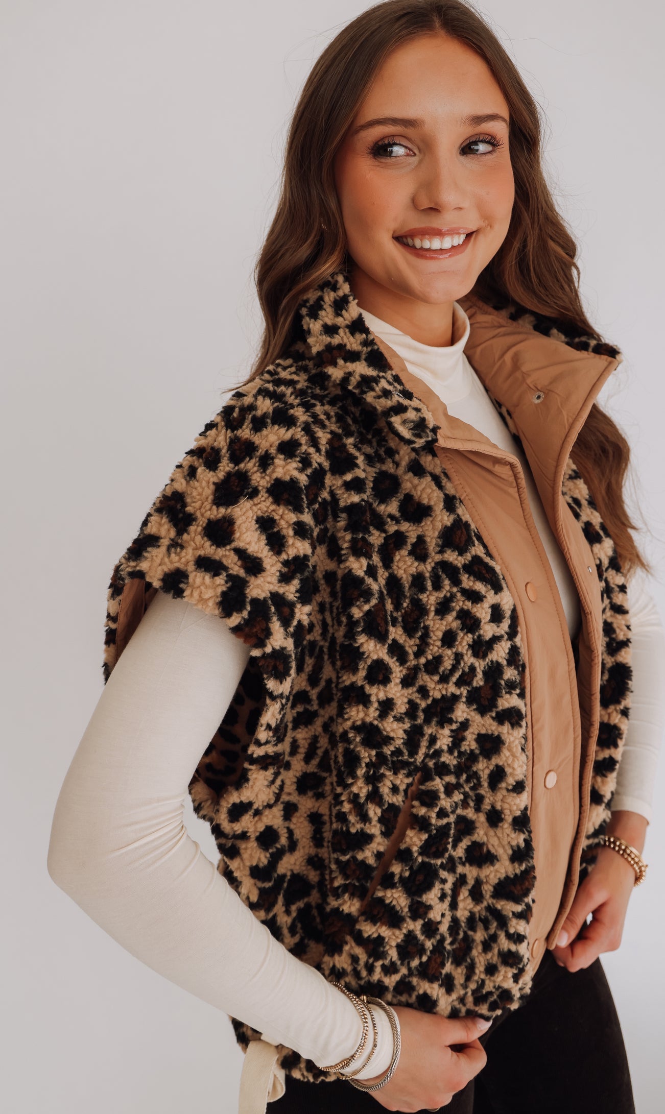 Leopard Print Button Down Vest