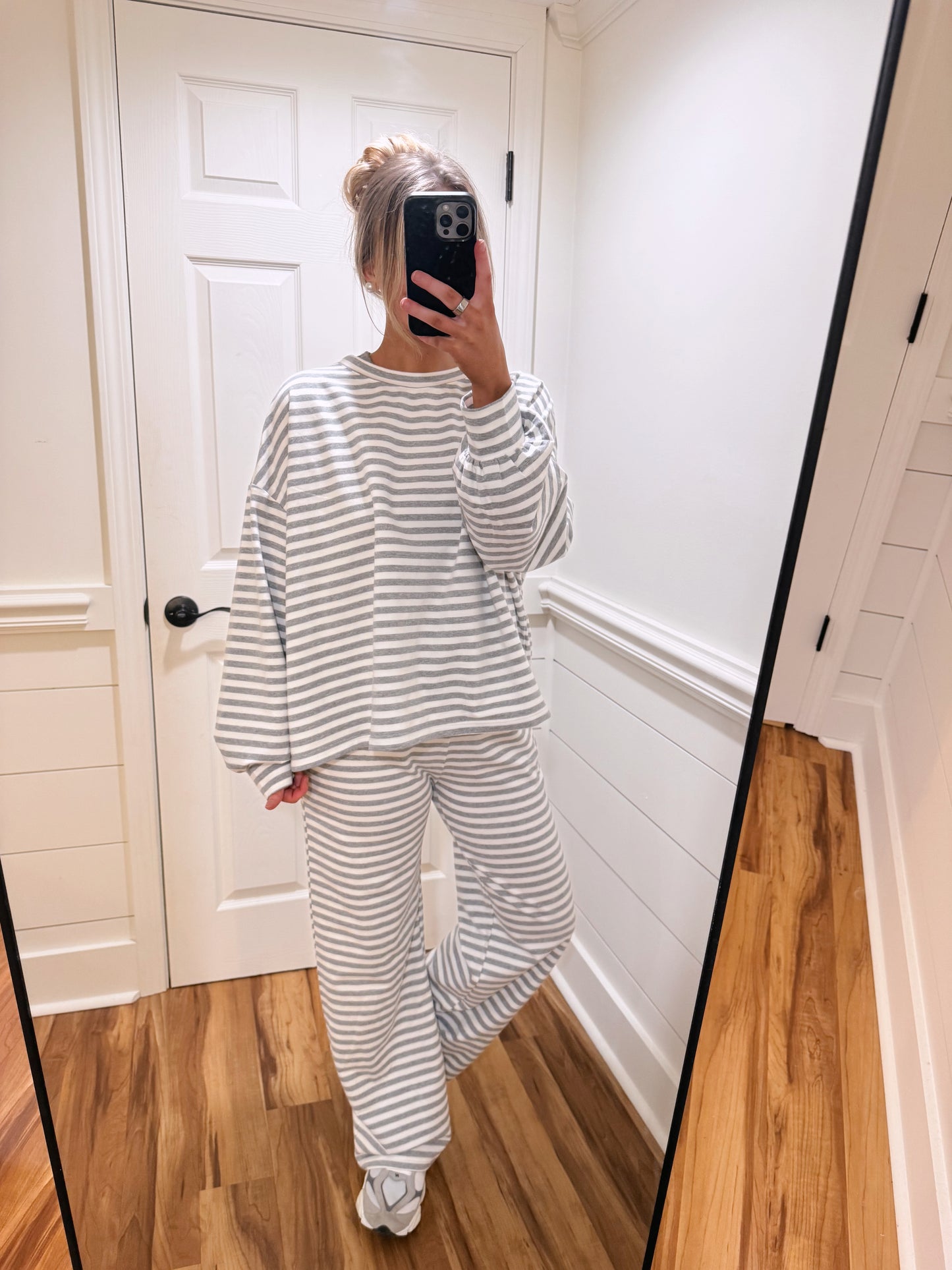 Simple Moments Grey Striped Pants