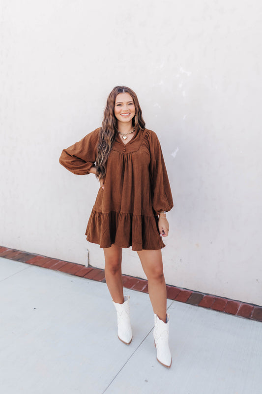 Espresso Days Corduroy Dress