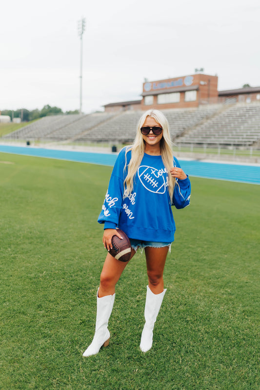 Touchdown Blue Embroidery Sweatshirt