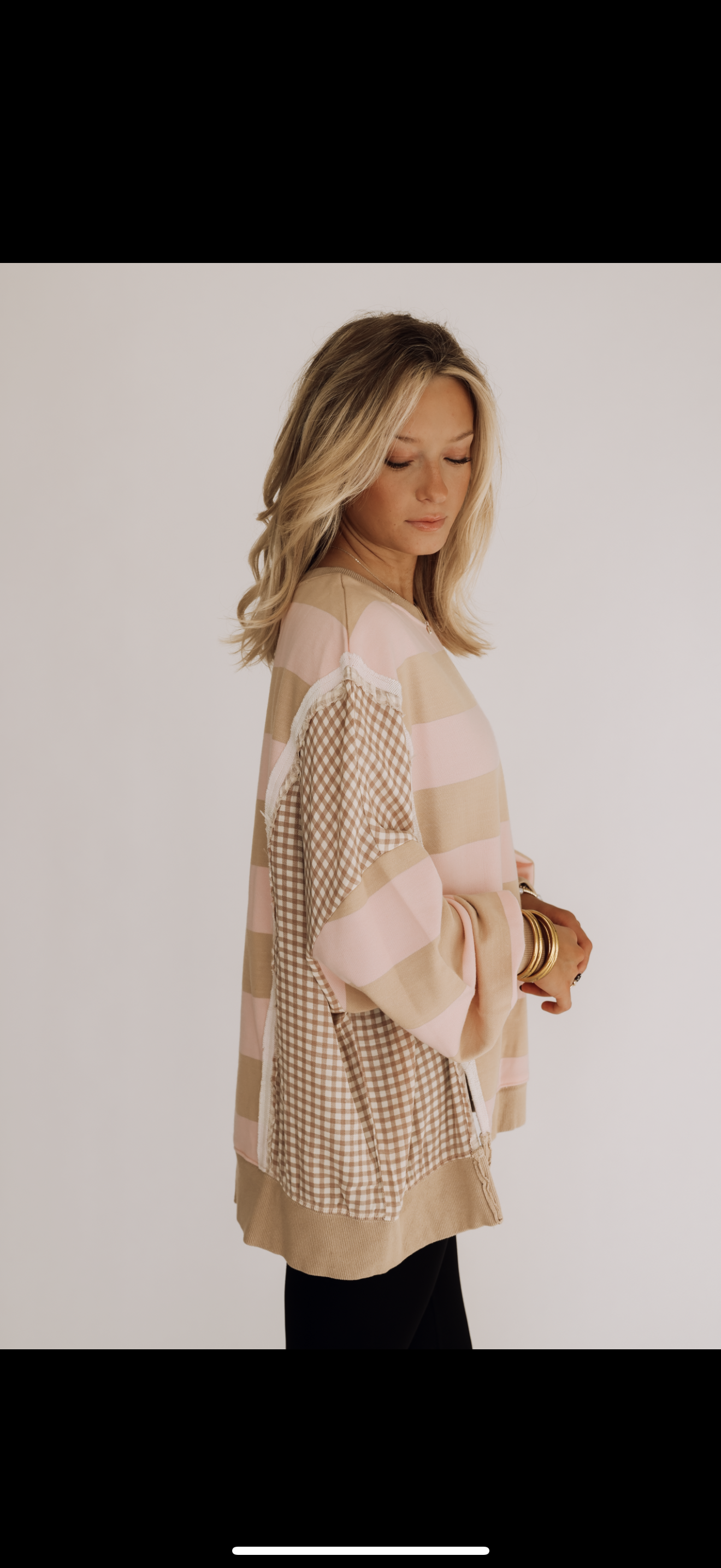 Pink Mocha Gingham Pullover