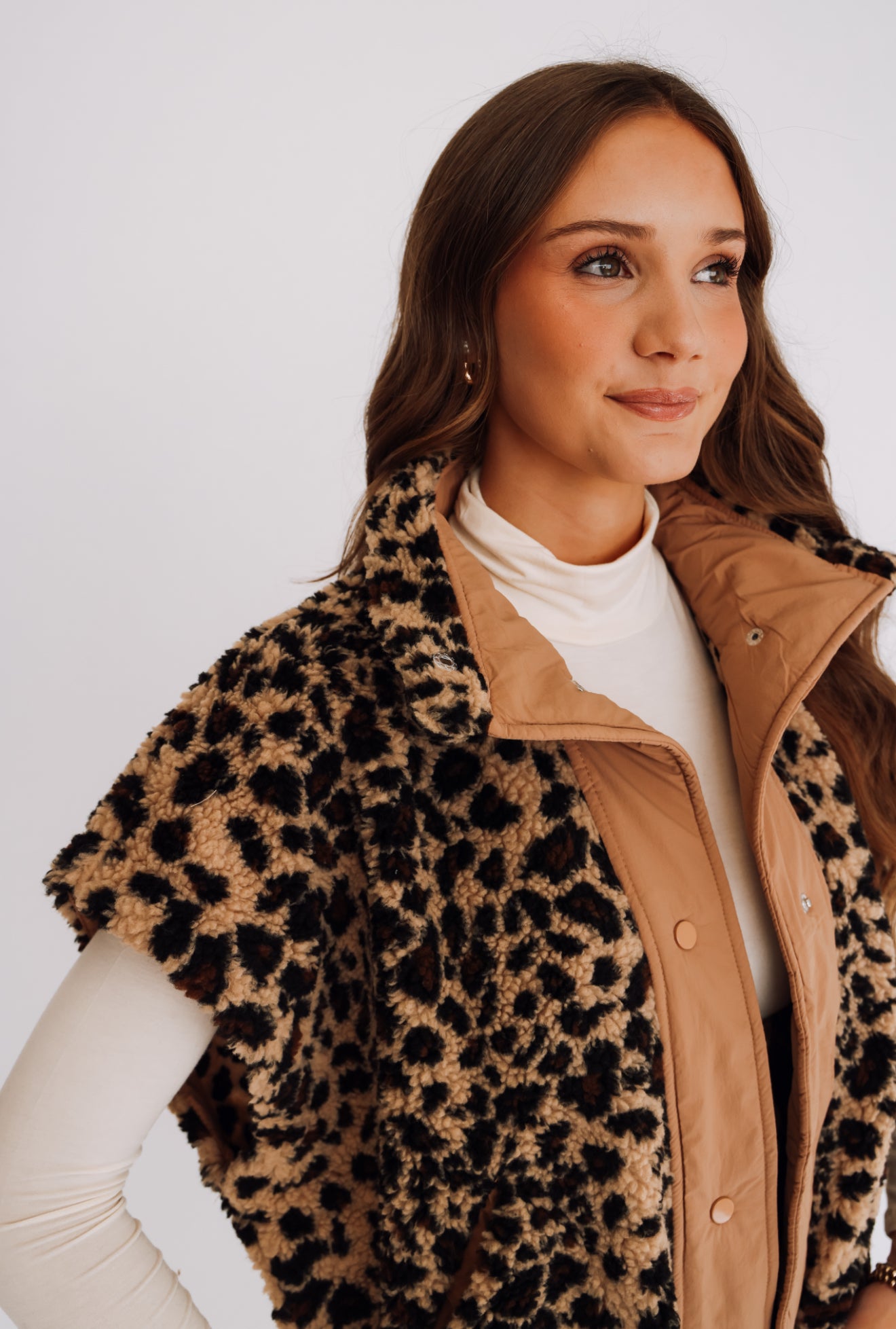 Leopard Print Button Down Vest