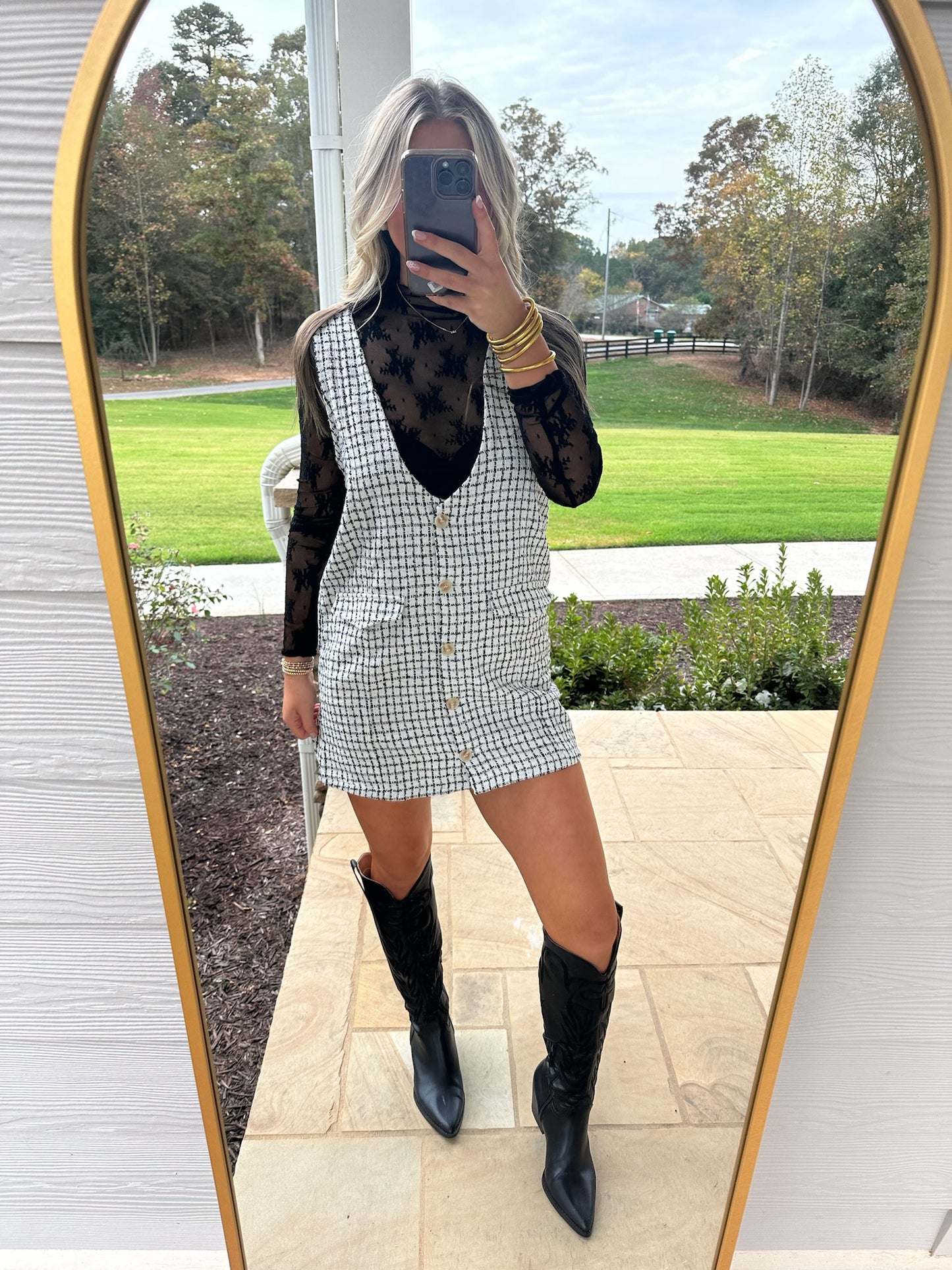 Tweed Button Up Mini Dress