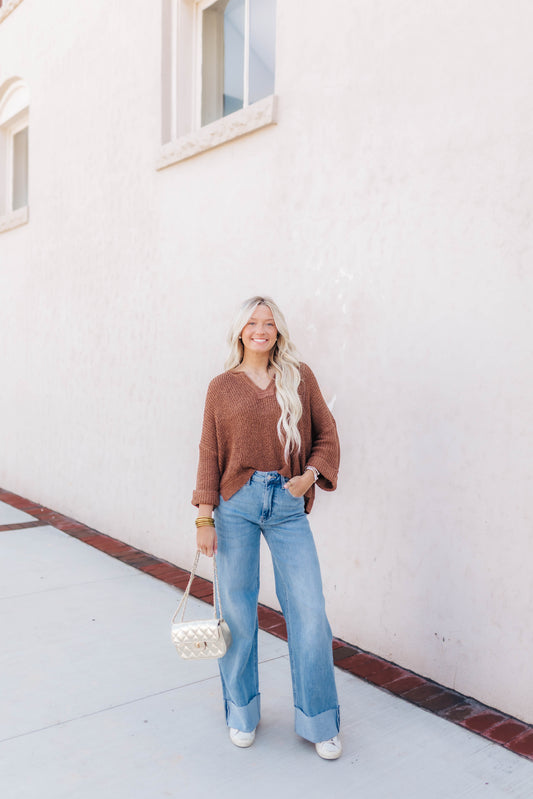 Harvest Camel Knit Top