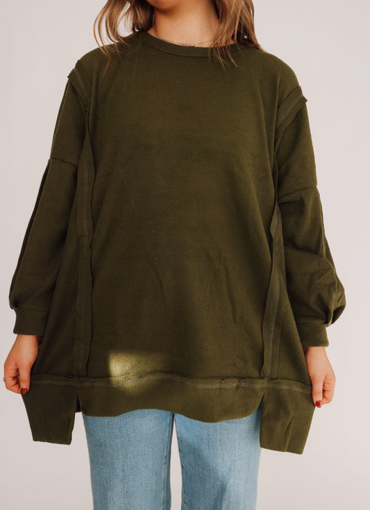 Olive Green Cloud Thermal Top