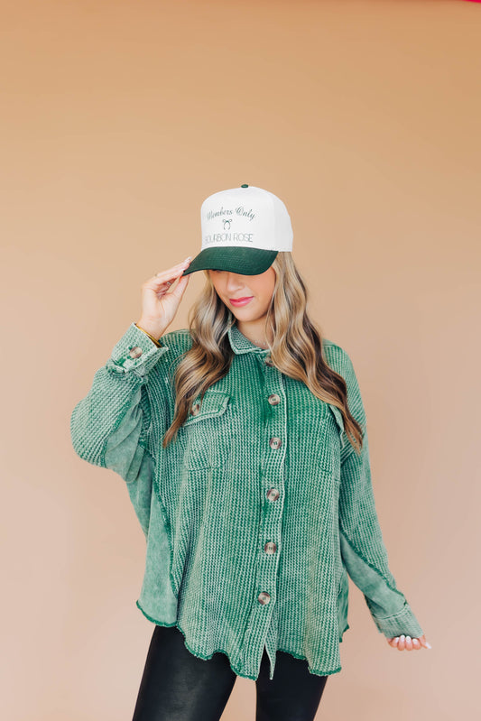 Winnie Waffle Button Top- Green