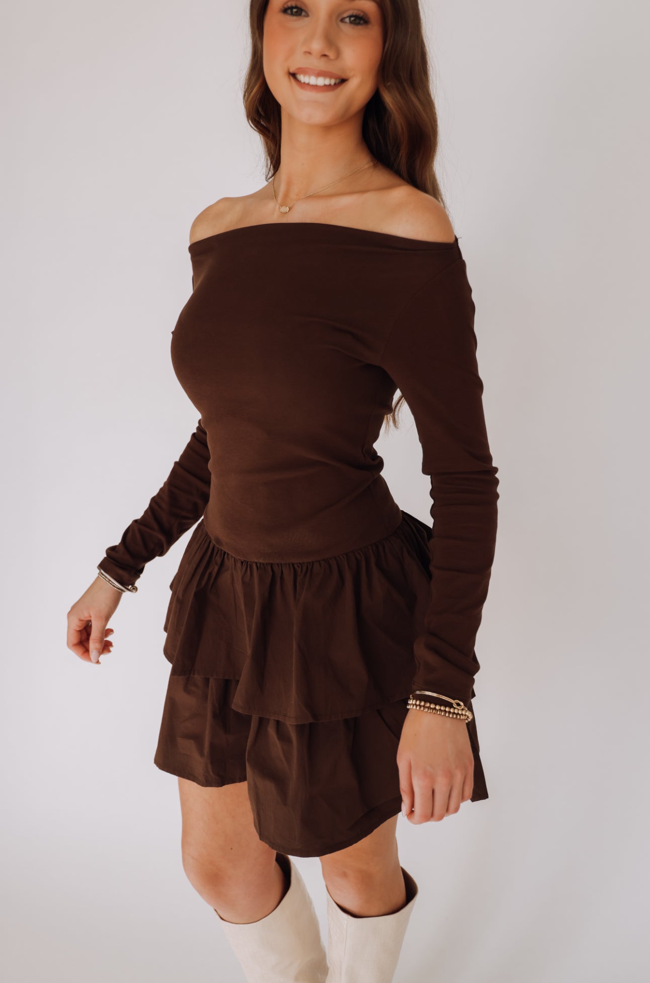 Espresso Days Ruffle Tiered Dress