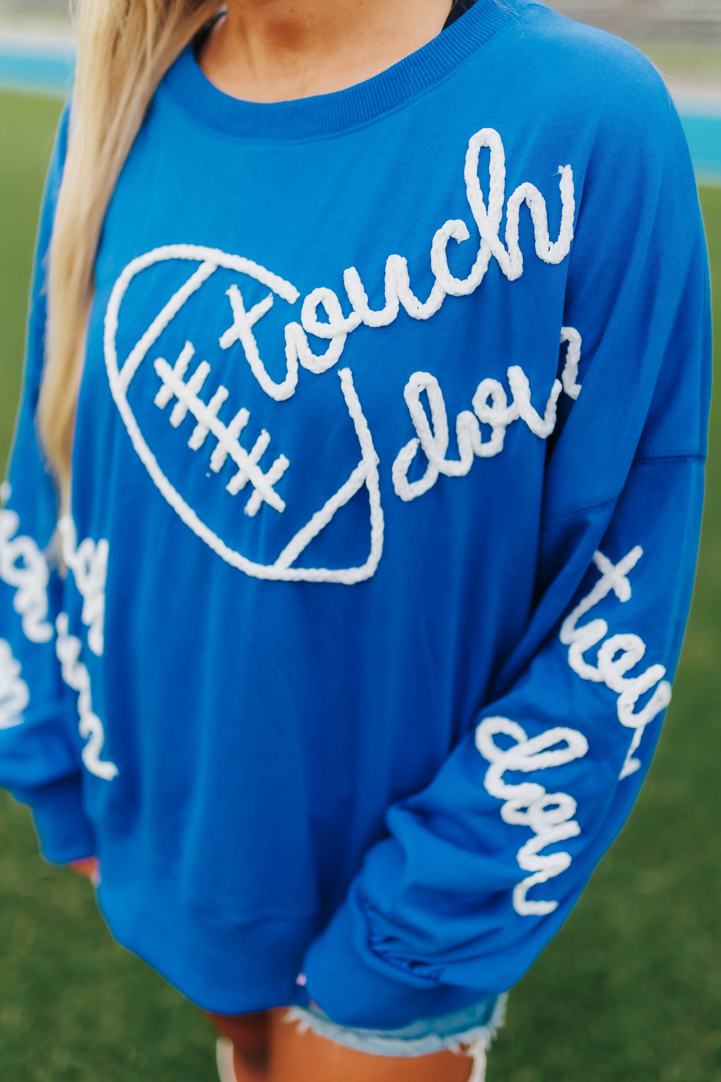 Touchdown Blue Embroidery Sweatshirt