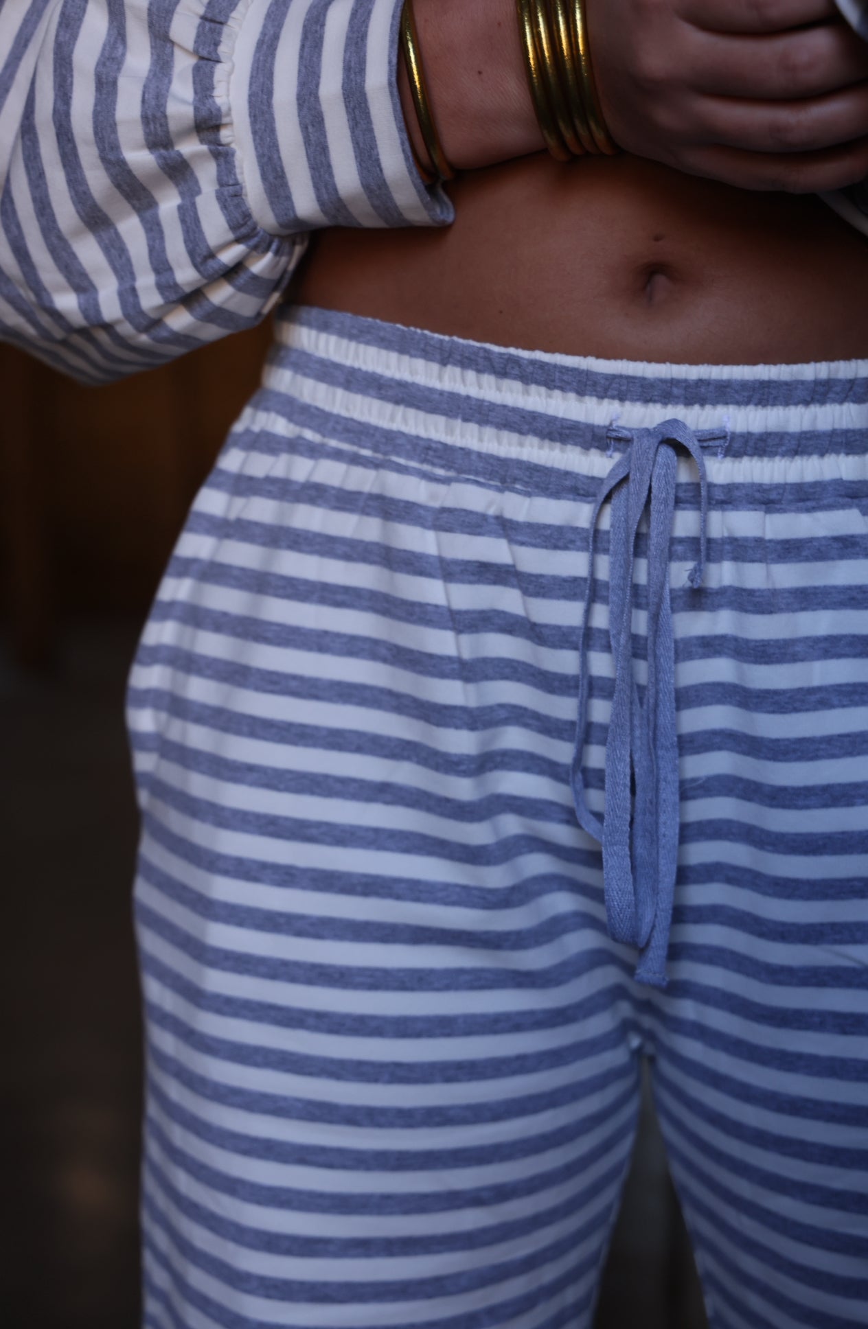 Simple Moments Grey Striped Pants