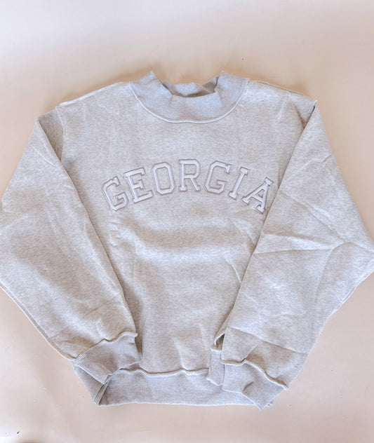 ‘Georgia’ Grey Embroidery Mock-neck