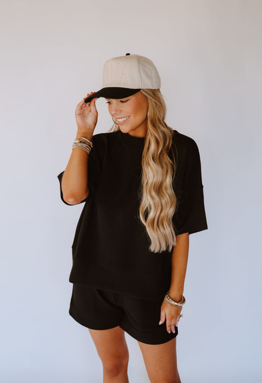 Everyday Ribbed Short Set - Black