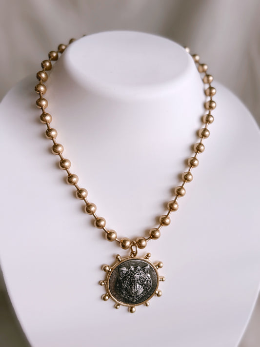 Gold Tiger Head Necklace