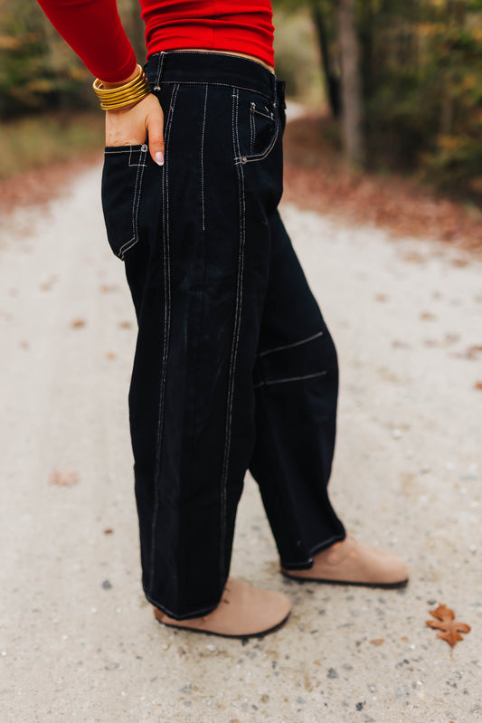 Black Barrel Jeans