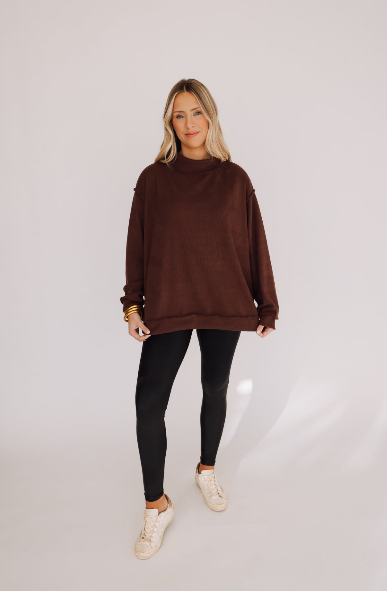 Teddy Brown Mock Neck Sweater