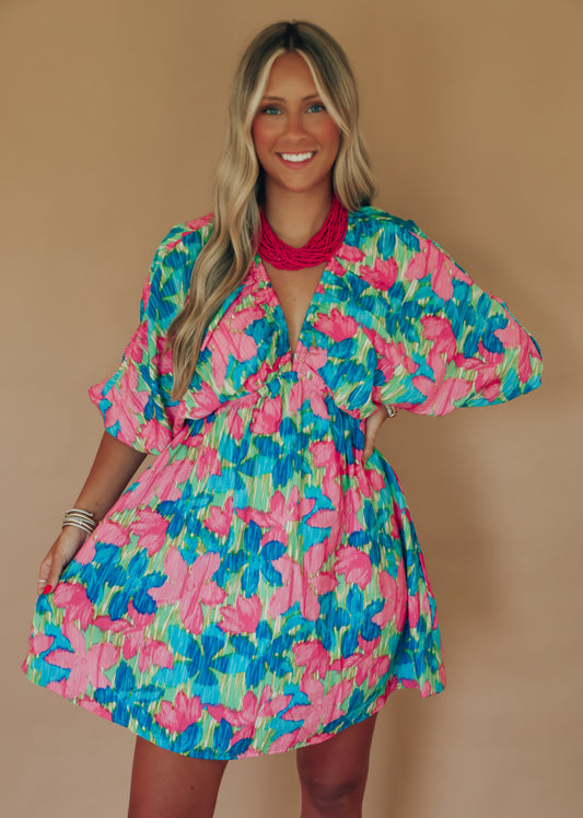 Tropical Bloom Mini Dress