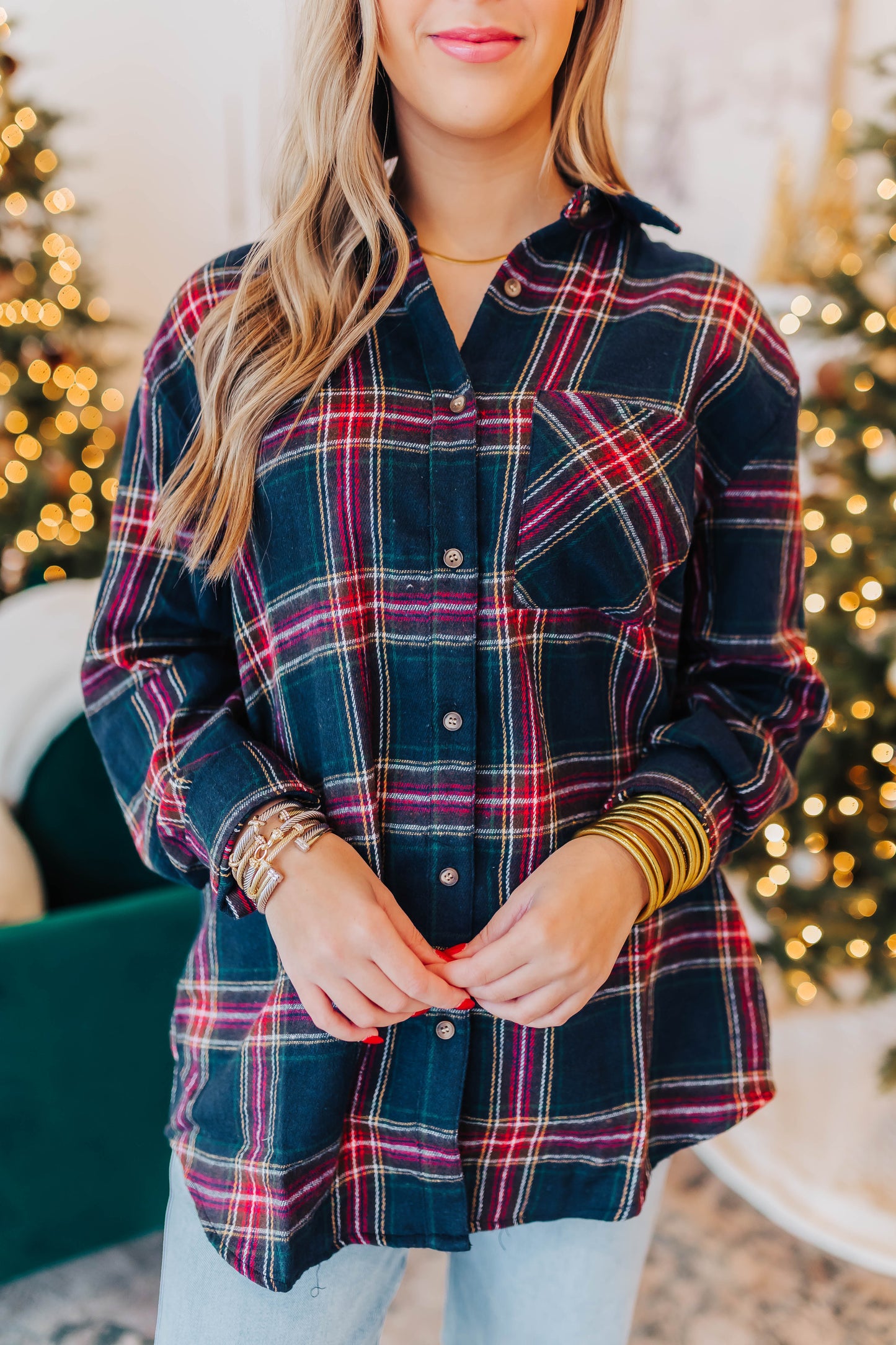 Midnight Blue Flannel Top