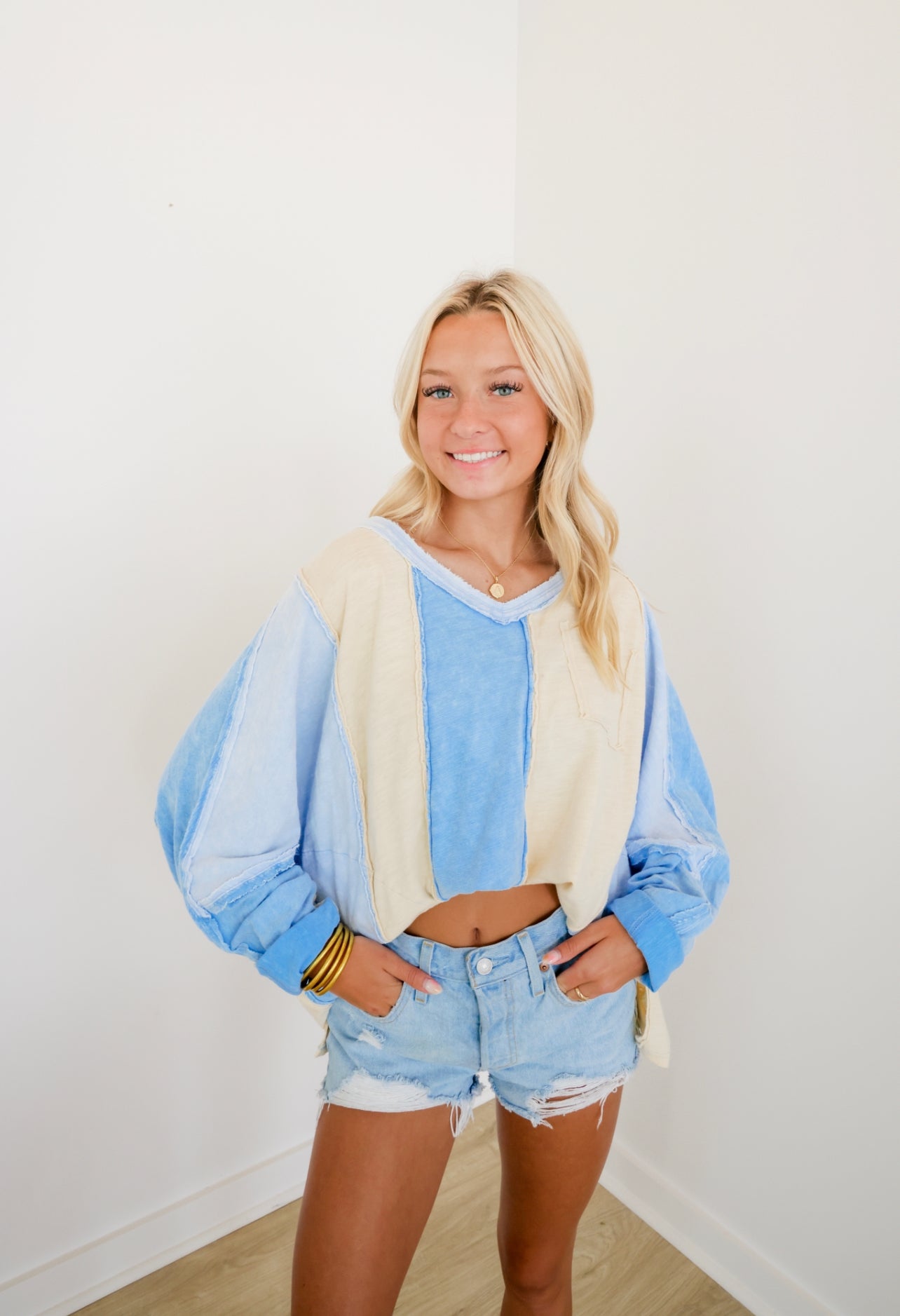 Ivey Blue Color Block Top