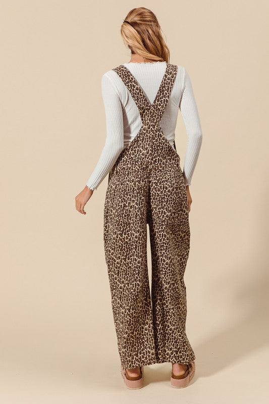 Leopard Twill Barrel Overalls