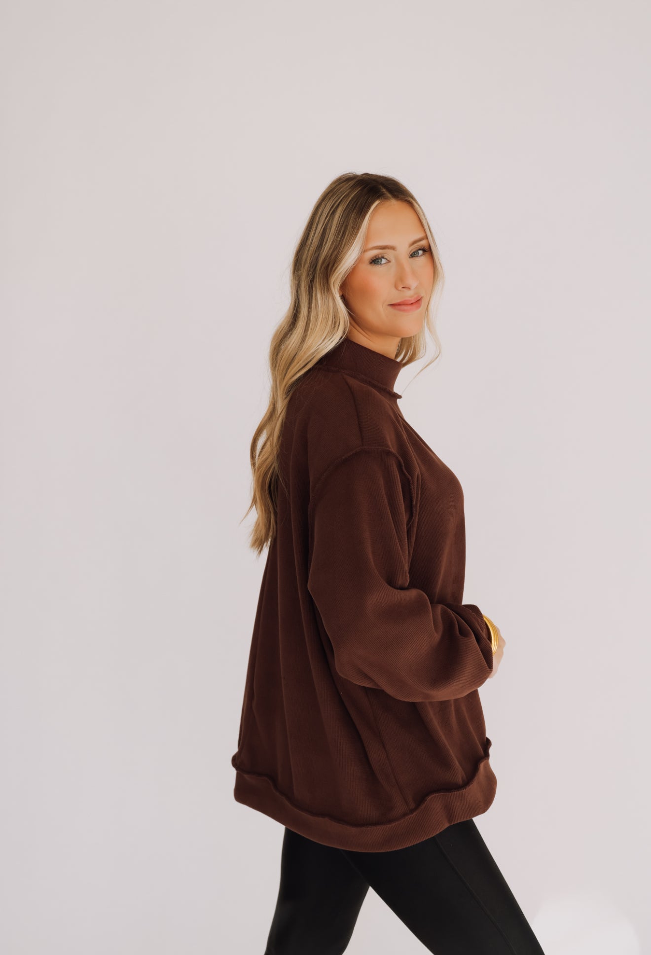 Teddy Brown Mock Neck Sweater