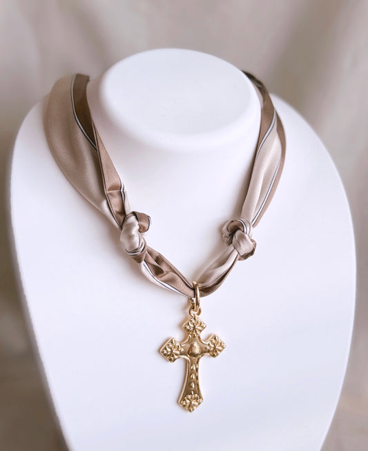 Tan Knot Charm Necklace