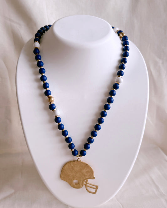 Helmet Blue Pendant Necklace